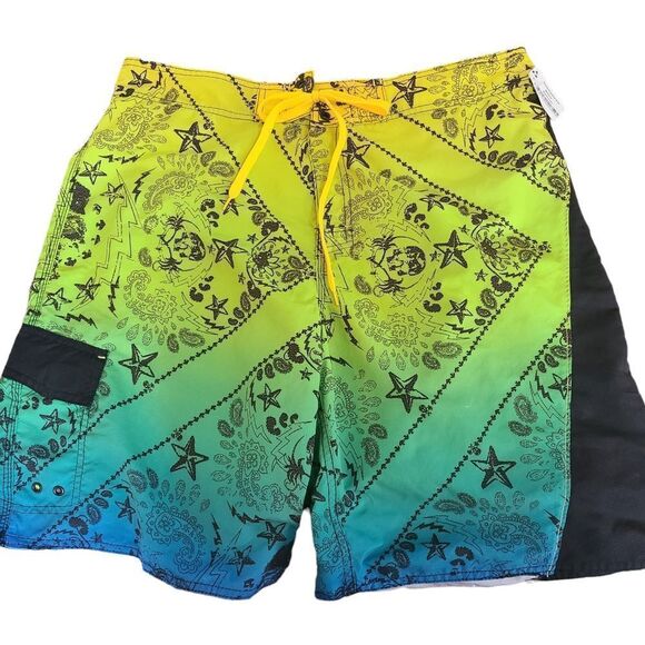 JOE BOXER Board Shorts Neon Colorful Men's Size L (38) - Picture 12 of 13
